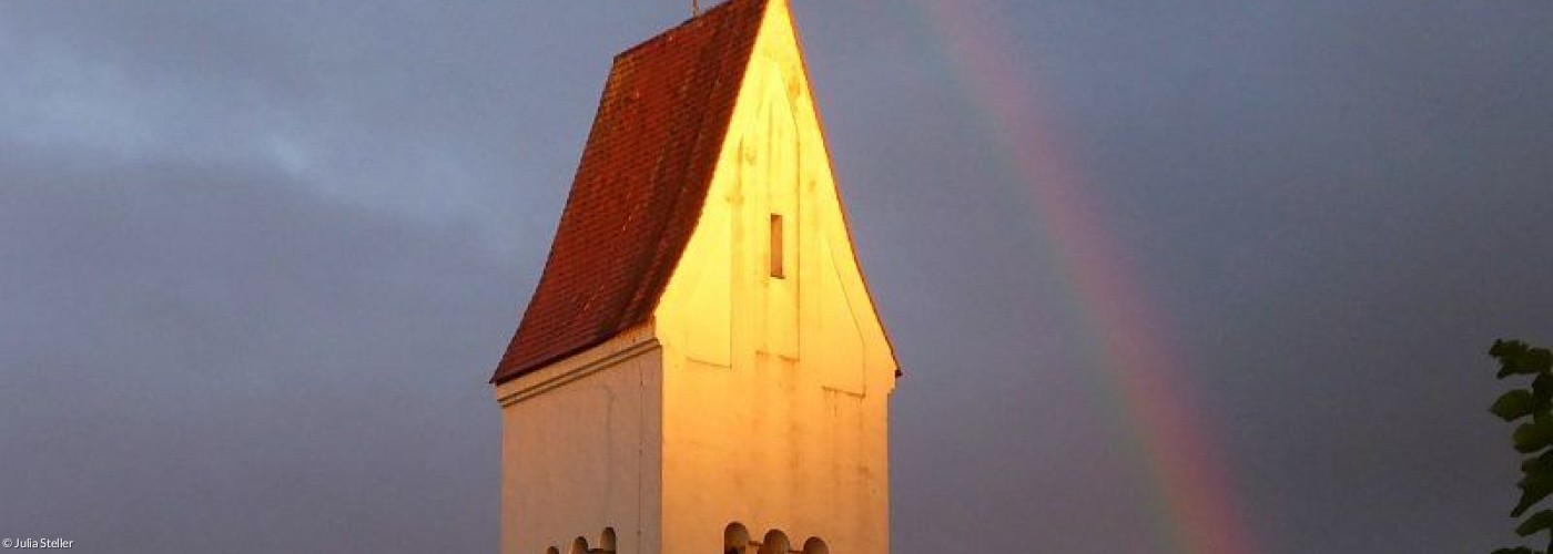 Kirche Schongau mit Regenbogen