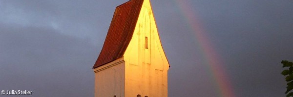 Kirche Schongau mit Regenbogen