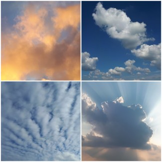 verschiedene Wolkenszenen in einer Fotocollage