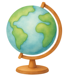 Es ist ein Globus zu siehen, im aquarell-Stil gemalt