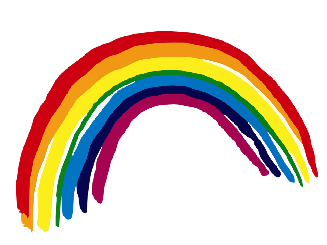 Ein Regenbogen aus Handgemalten Streifen